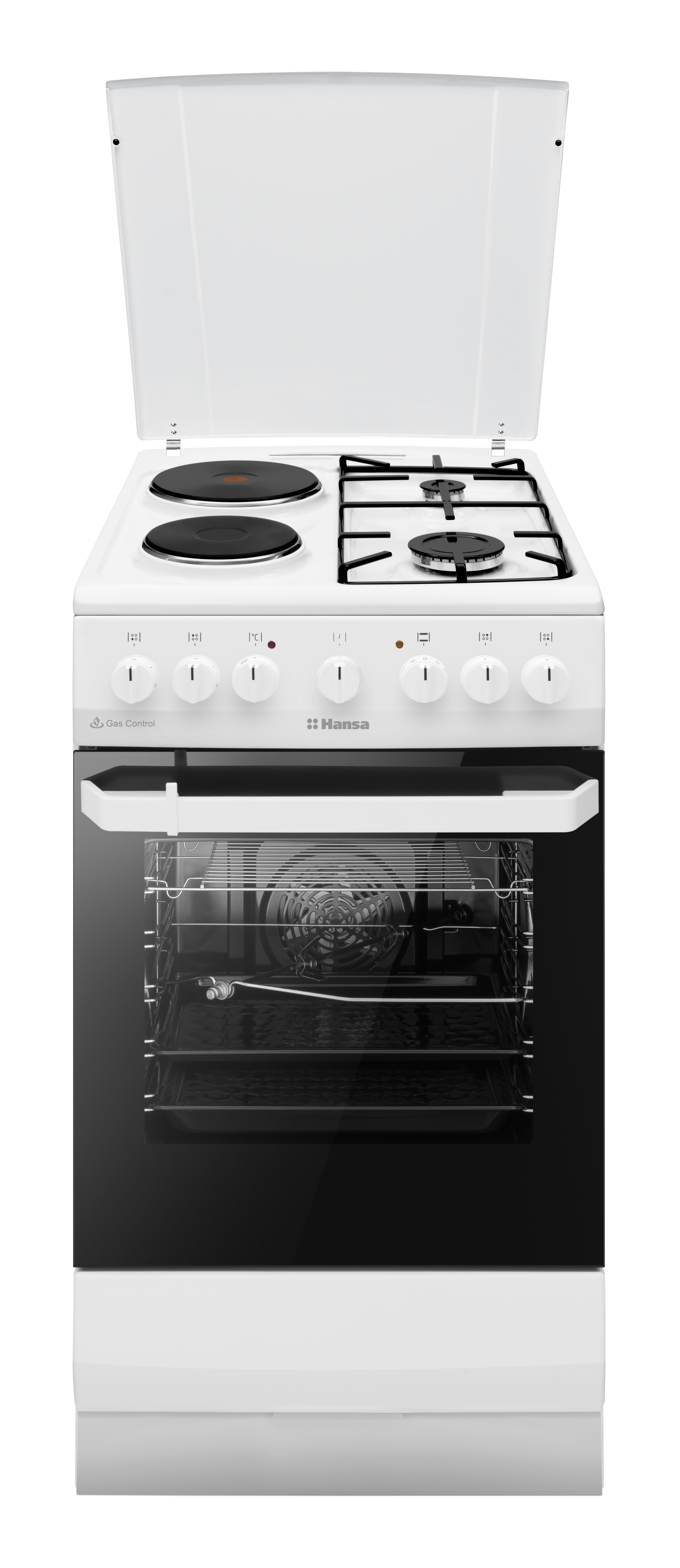 Freestanding cooker with mix hob