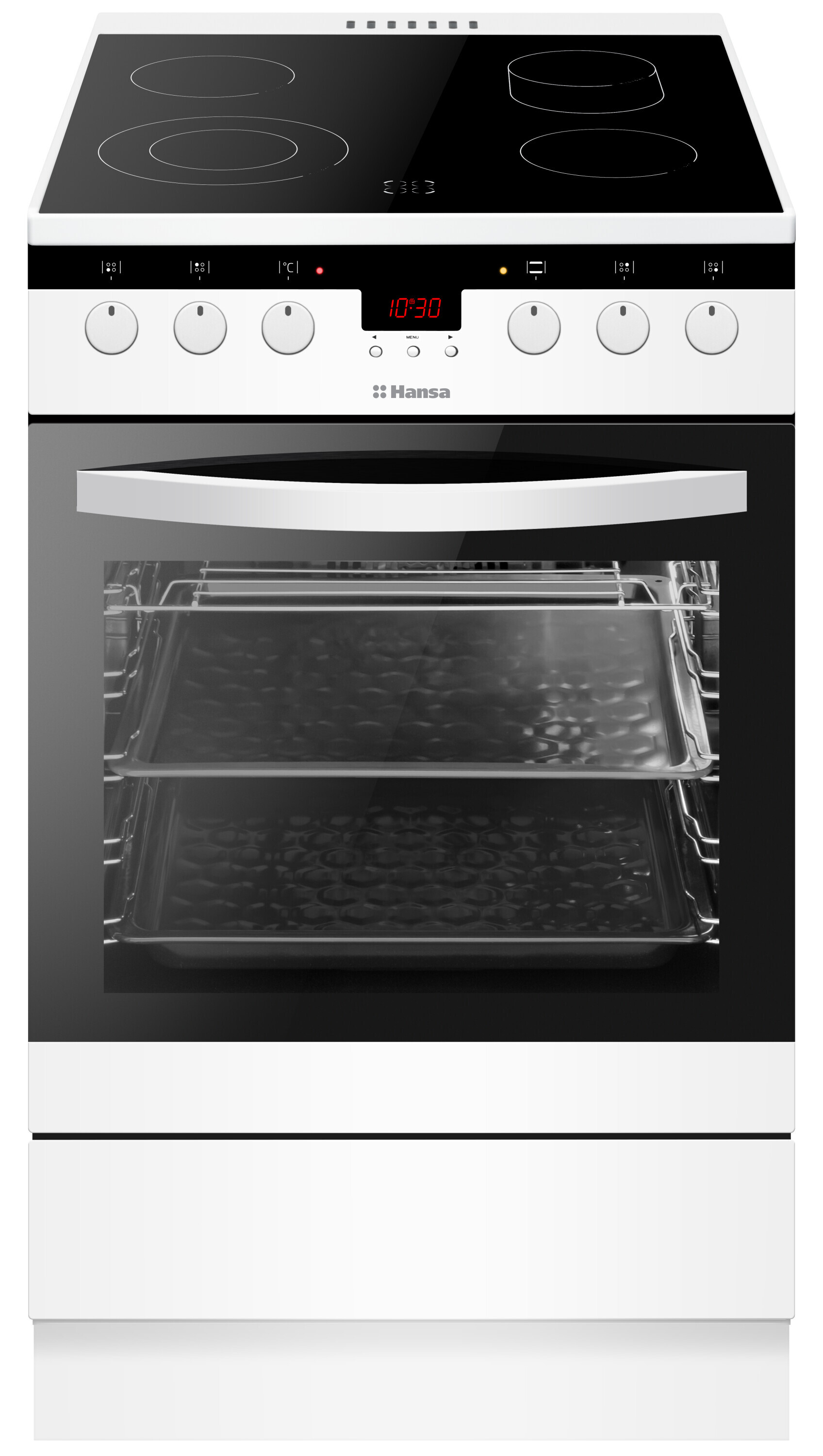 Freestanding cooker with ceramic hob