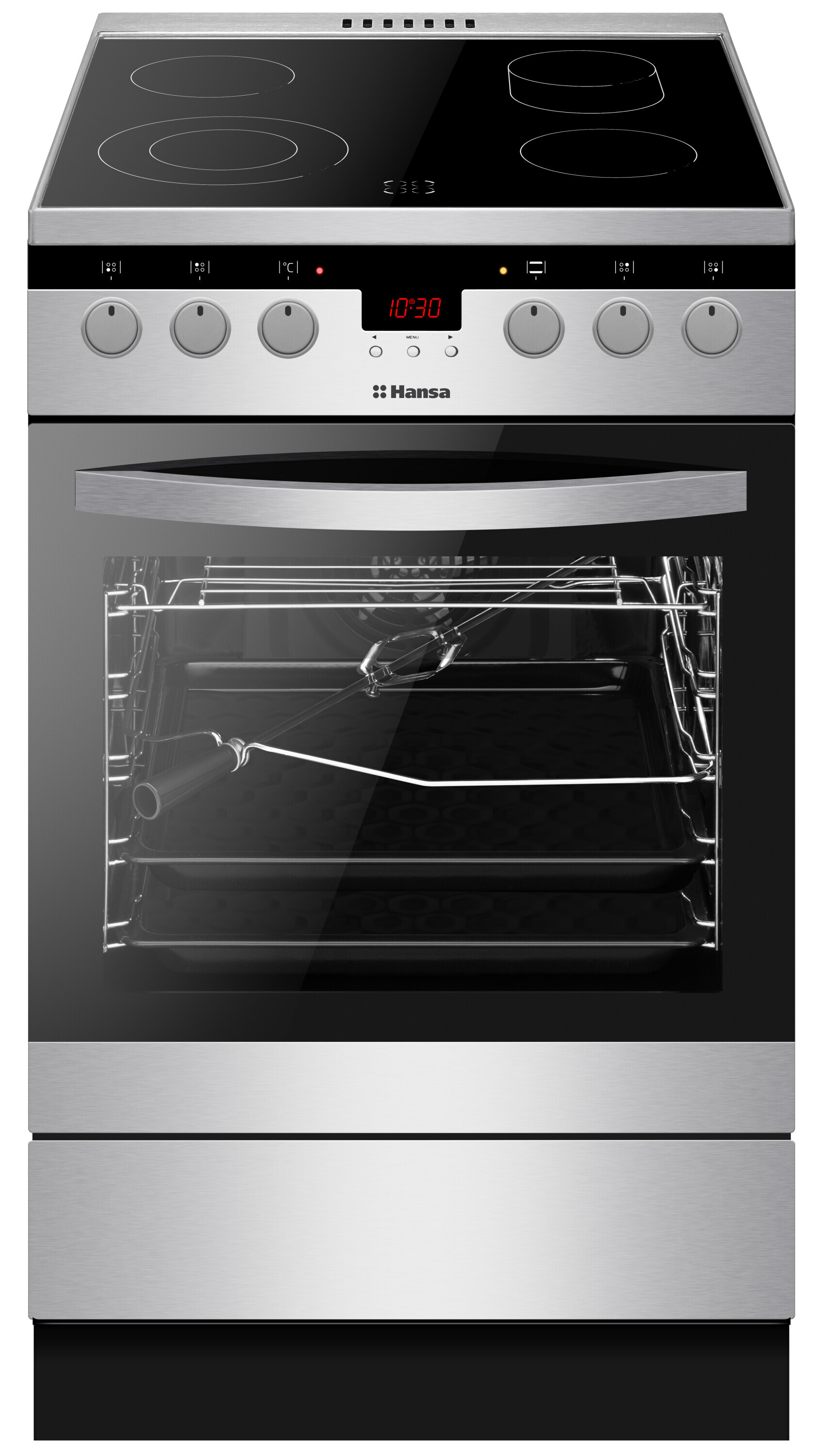 Freestanding cooker with ceramic hob