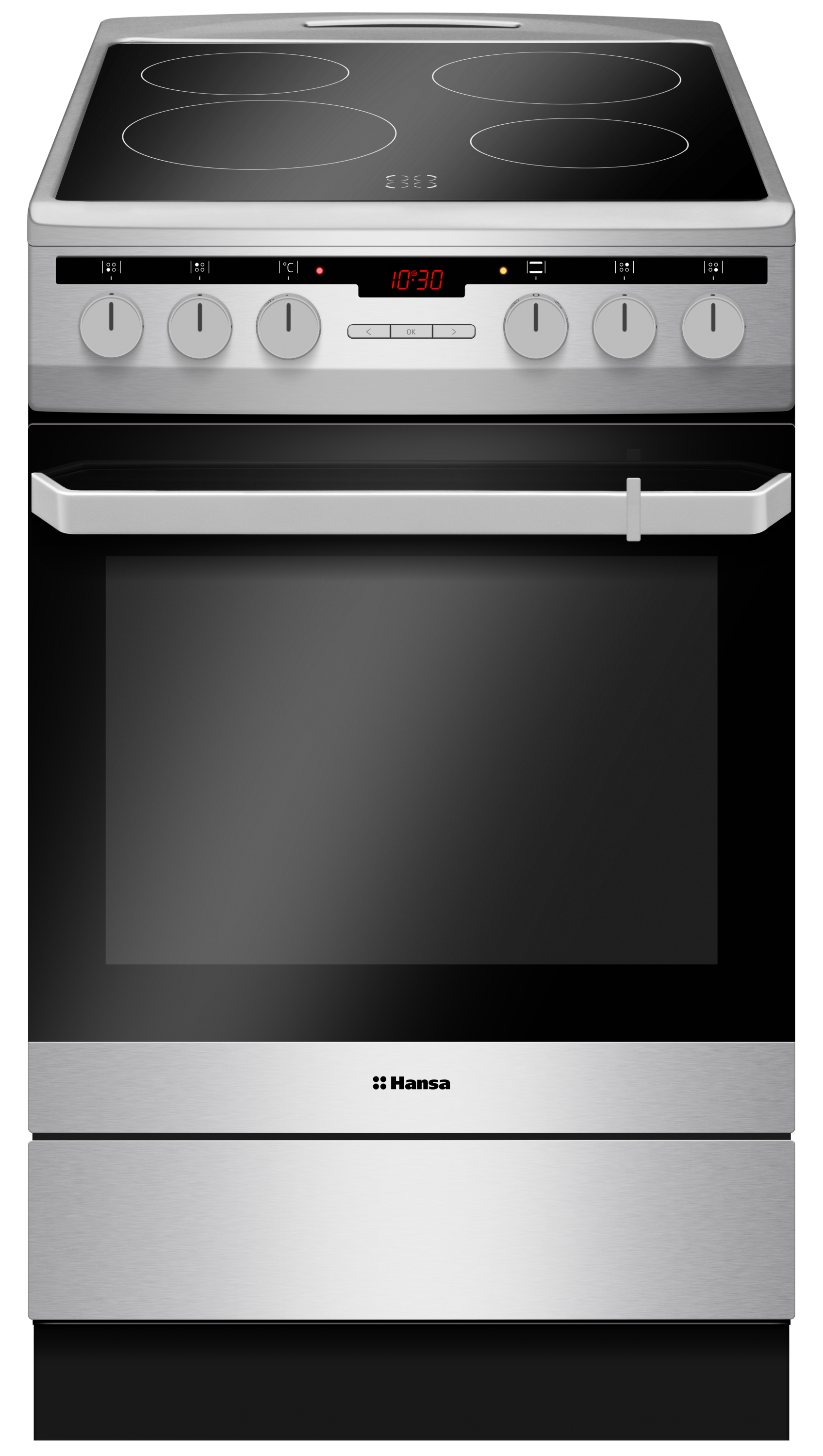 Freestanding cooker with ceramic hob