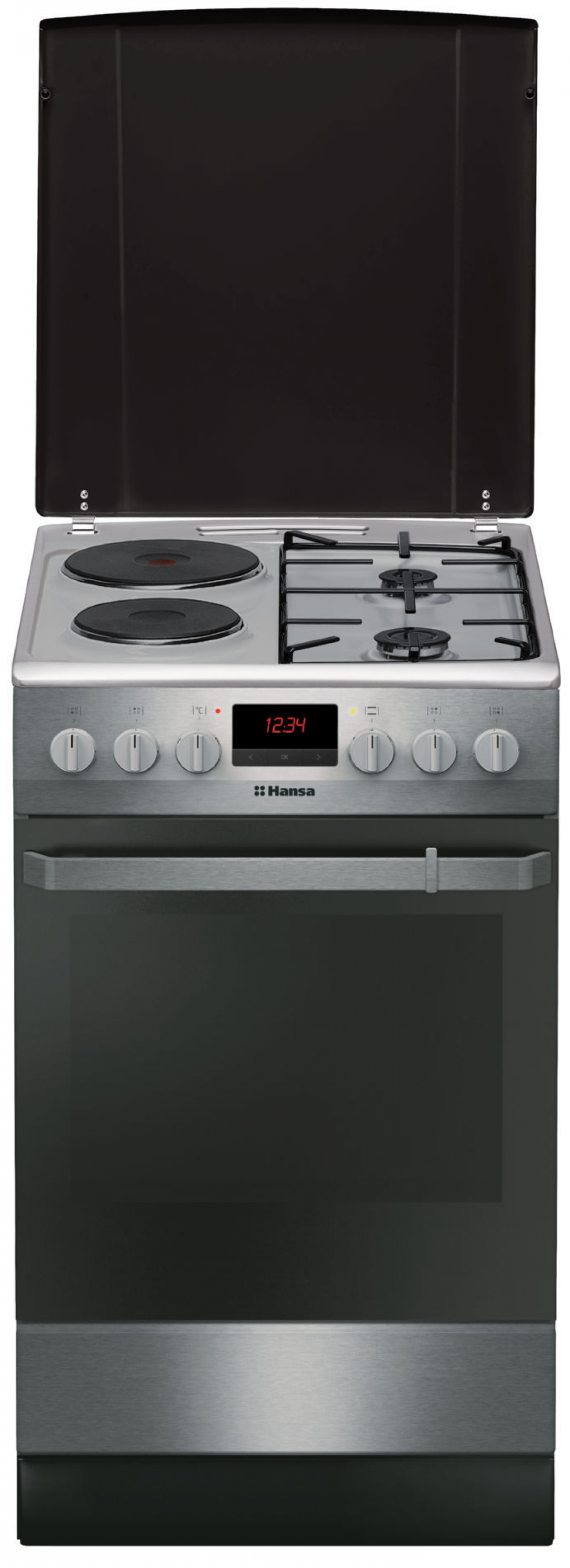 Freestanding cooker with mix hob